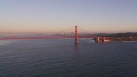 5K aerial stock footage Flyby the Golden Gate Bridge, San Francisco, California, sunset Aerial Stock Footage | DCSF07_048