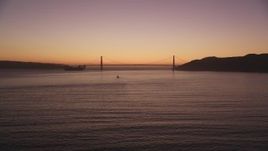 5K Aerial Video Approaching the Golden Gate Bridge, San Francisco, California, twilight Aerial Stock Footage | DCSF07_082