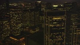 5K Aerial Video Flyby towering skyscrapers in Downtown San Francisco, California, twilight Aerial Stock Footage | DCSF07_106