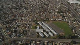 5K Aerial Video Fly away from Corvallis Elementary School and suburban neighborhoods, San Leandro, California Aerial Stock Footage | DCSF08_001