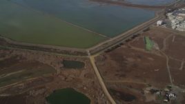 5K Aerial Video Reverse view of sloughs in Union City, California Aerial Stock Footage | DCSF08_005