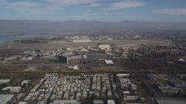 5K Aerial Video Flyby Moffett Field and the NASA Ames Research Center, Mountain View, California Aerial Stock Footage | DCSF08_020