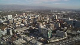 5K Aerial Video Flying over high rises and buildings, Downtown San Jose, California Aerial Stock Footage | DCSF09_002