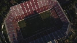 5K Aerial Video Bird's eye reveal of the Stanford Stadium, Stanford University, California Aerial Stock Footage | DCSF09_024