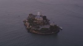5K Aerial Video Approaching Alcatraz, San Francisco, California, sunset Aerial Stock Footage | DCSF10_022