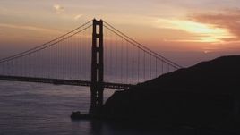 5K Aerial Video Pan across the north side of the Golden Gate Bridge, San Francisco, California, sunset Aerial Stock Footage | DCSF10_027