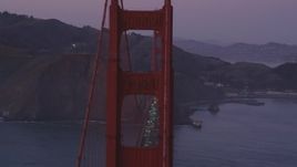5K Aerial Video Flyby heavy traffic on the Golden Gate Bridge, San Francisco, California, twilight Aerial Stock Footage | DCSF10_037