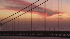 5K Aerial Video Tracking cars crossing the Golden Gate Bridge, San Francisco, California, twilight Aerial Stock Footage | DCSF10_048