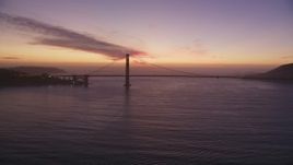 5K Aerial Video of A view of the south end of the Golden Gate Bridge, San Francisco Bay, San Francisco, California, twilight Aerial Stock Footage | DCSF10_052