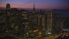 5K Aerial Video Flyby skyscrapers and high-rises in Downtown San Francisco, California, night Aerial Stock Footage | DCSF10_069