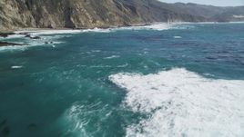 5K Aerial Video Flying over ocean kelp near coastal cliffs, Big Sur, California Aerial Stock Footage | DCSF11_025