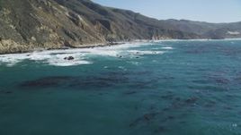 5K Aerial Video Fly over kelp near coastal cliffs, Big Sur, California Aerial Stock Footage | DCSF11_026
