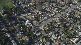 5K Aerial Video Reverse view of residential neighborhoods, San Luis Obispo, California Aerial Stock Footage | DCSF11_047
