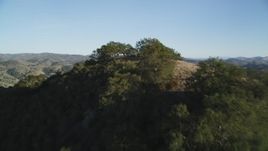 5K Aerial Video Flying over trees on a hilltop, San Luis Obispo County, California Aerial Stock Footage | DCSF12_005