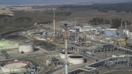 5K aerial stock footage of flying by the Phillips 66 Company Santa Maria Refinery, Arroyo Grande, California Aerial Stock Footage | DFKSF02_018