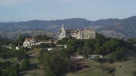 5K aerial stock footage of flying by Hearst Castle, San Simeon, California Aerial Stock Footage | DFKSF03_063