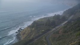 5K aerial stock footage of flyby Highway 1 coastal road to approach Kirk Creek Campground, Big Sur, California Aerial Stock Footage | DFKSF03_110