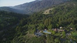 5K aerial stock footage of approaching Ventana Inn & Spa hotel, Big Sur, California Aerial Stock Footage | DFKSF03_130