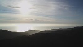 5K aerial stock footage of a view of the Pacific Ocean, seen from the hills, Big Sur, California Aerial Stock Footage | DFKSF03_132