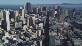 5K aerial stock footage tilt from Market Street, and reveal skyscrapers in Downtown San Francisco, California Aerial Stock Footage | DFKSF05_017