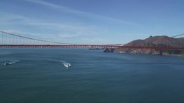 5K aerial stock footage approach center of the Golden Gate Bridge, a historic landmark, San Francisco, California Aerial Stock Footage | DFKSF05_035