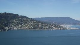 5K aerial stock footage of a view of Sausalito, California, seen from the bay Aerial Stock Footage | DFKSF05_045