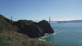 5K aerial stock footage of flying over Marin Headlands revealing Golden Gate Bridge, San Francisco, California Aerial Stock Footage | DFKSF05_047