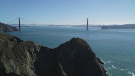 5K aerial stock footage of approaching the Golden Gate Bridge from Marin Headlands, San Francisco, California Aerial Stock Footage | DFKSF05_048
