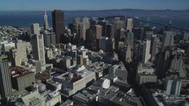 5K aerial stock footage of tall downtown skyscrapers in Downtown San Francisco, California Aerial Stock Footage | DFKSF05_080
