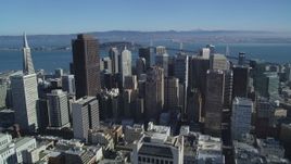5K aerial stock footage of approaching the city's skyscrapers, Downtown San Francisco, California Aerial Stock Footage | DFKSF05_082