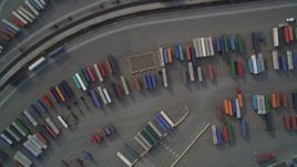 5K aerial stock footage of a bird's eye view of shipping containers at the Port of Oakland, California Aerial Stock Footage | DFKSF06_014