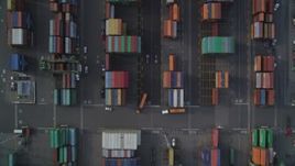 5K aerial stock footage of bird's eye view of Port of Oakland shipping containers, California Aerial Stock Footage | DFKSF06_015