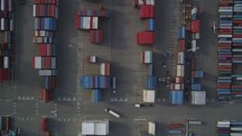 5K aerial stock footage of a bird's eye view of Port of Oakland shipping containers, California Aerial Stock Footage | DFKSF06_017