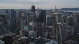 5K aerial stock footage of approaching the city's tall skyscrapers, Downtown San Francisco Aerial Stock Footage | DFKSF06_027