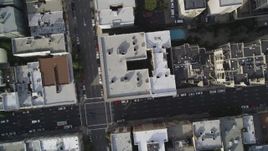 5K aerial stock footage of a bird's eye view of city streets and buildings in Nob Hill, San Francisco, California Aerial Stock Footage | DFKSF06_038