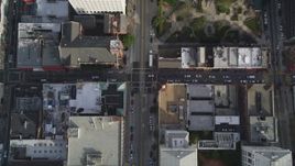 5K aerial stock footage of a bird's eye view of California Street in the city's Chinatown district, San Francisco, California Aerial Stock Footage | DFKSF06_044