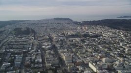 5K aerial stock footage pan across Marina District, Pacific Heights, reveal university in Western Addition, San Francisco, California Aerial Stock Footage | DFKSF06_052