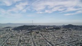 5K aerial stock footage of approaching the Sutro Tower from the Inner Sunset District, San Francisco, California Aerial Stock Footage | DFKSF06_067