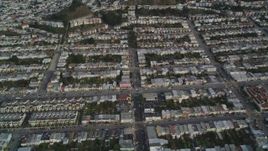 5K aerial stock footage fly over row houses and city streets in the Inner Sunset District, San Francisco, California Aerial Stock Footage | DFKSF06_068