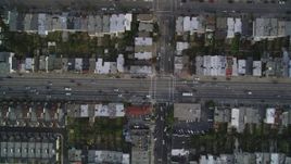 5K aerial stock footage of a bird's eye of row houses and streets in the Inner Sunset District, San Francisco, California Aerial Stock Footage | DFKSF06_069