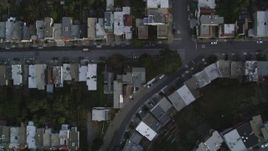 5K aerial stock footage of a bird's eye view of row houses and city streets in the Inner Sunset District, San Francisco, California Aerial Stock Footage | DFKSF06_071