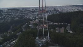 5K aerial stock footage of orbiting the base of iconic Sutro Tower, San Francisco, California Aerial Stock Footage | DFKSF06_075