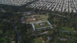 5K aerial stock footage of flying over museums and Music Concourse in Golden Gate Park, San Francisco, California Aerial Stock Footage | DFKSF06_080