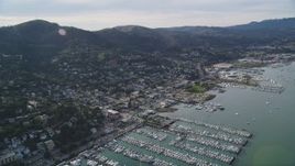 5K aerial stock footage of the coastal community and marinas by Richardson Bay, Sausalito, California Aerial Stock Footage | DFKSF06_096
