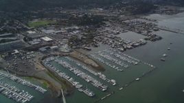 5K aerial stock footage approach a marina and houseboats on Richardson Bay, Sausalito, California Aerial Stock Footage | DFKSF06_099
