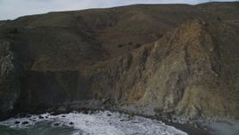 5K aerial stock footage approach and ascend over Muir Beach coastal cliffs, Marin County, California Aerial Stock Footage | DFKSF06_107