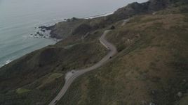 5K aerial stock footage pan across and fly over Highway 1 on the coast, Marin County, California Aerial Stock Footage | DFKSF06_109