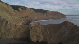 5K aerial stock footage of panning across coastal cliffs toward the ocean, Bolinas, California Aerial Stock Footage | DFKSF06_133