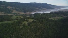 5K aerial stock footage of approaching Bolinas Lagoon, Bolinas, California Aerial Stock Footage | DFKSF06_140