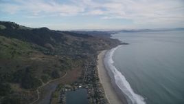 5K aerial stock footage of flying over beachside homes on the coast, Bolinas, California Aerial Stock Footage | DFKSF06_148